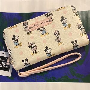 Disney Mickey and Minnie Mouse Cream Wristlet